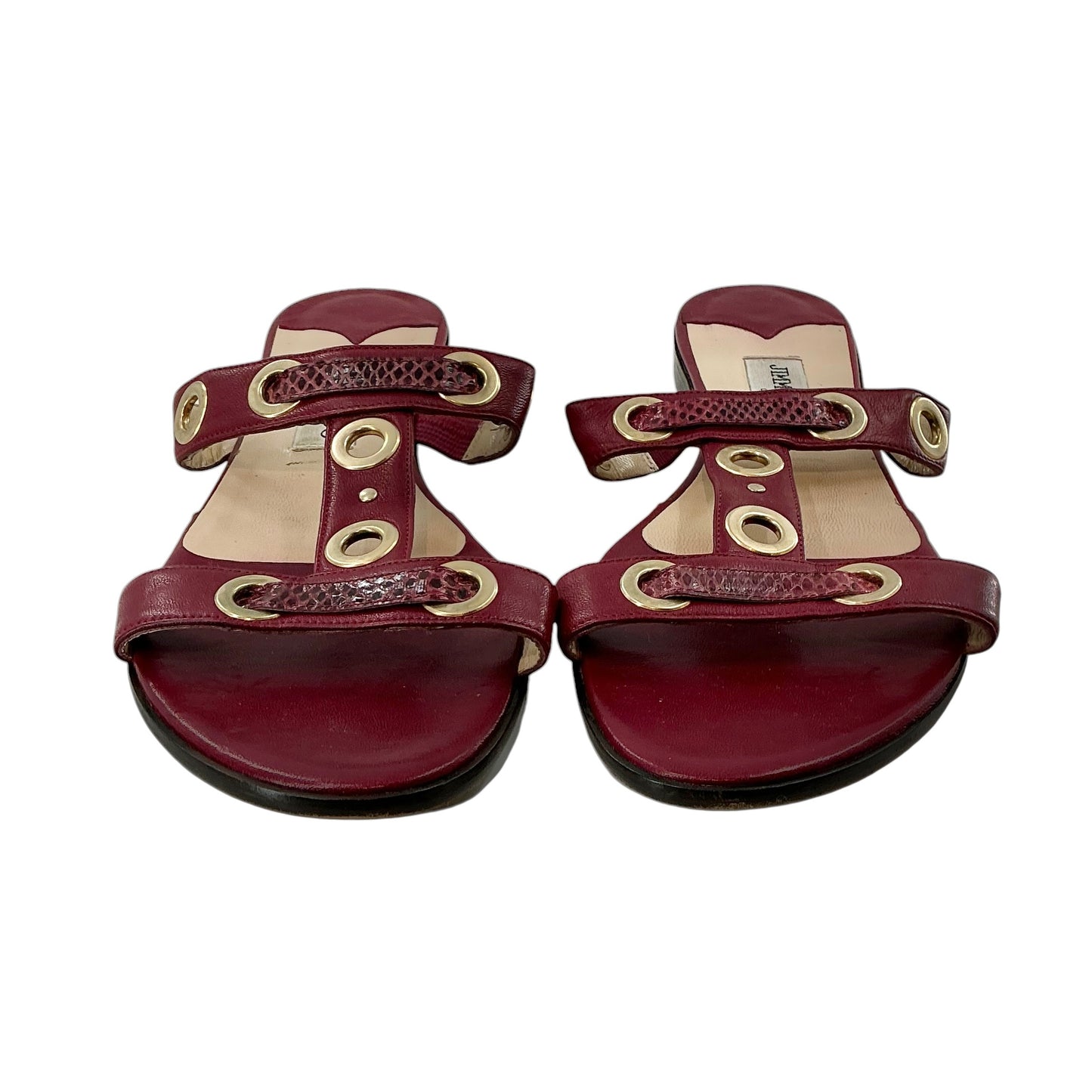 Jimmy Choo Rare Burgundy Watersnake KAT Flat Sandals
