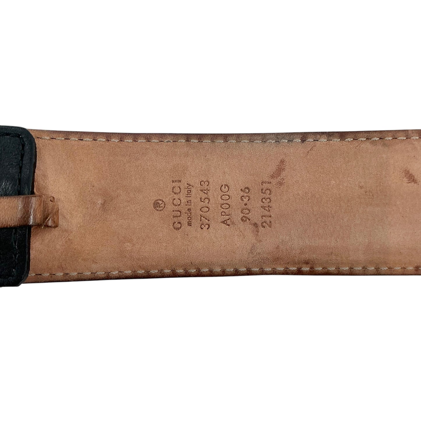 Gucci Black Leather Interlocking G Gold Buckle Belt