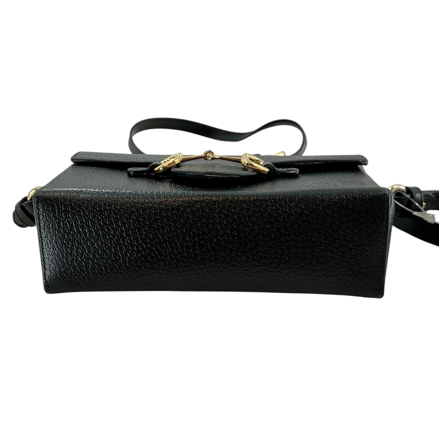 GUCCI Black Grained Leather Small Horsebit 1955 Shoulder Bag