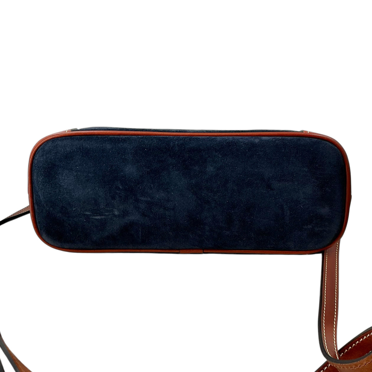 Dooney & Bourke Suede Large Crossbody Bag in Navy Blue & British Tan