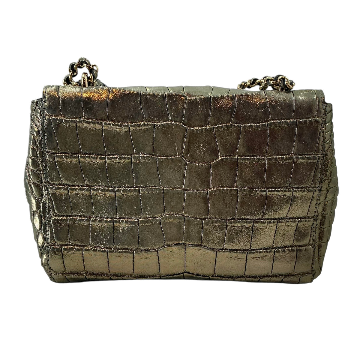 Mulberry Lily Shoulder Bag — Metallic Bronze Alligator / Croc Embossed Leather with Gold-Tone Hardware