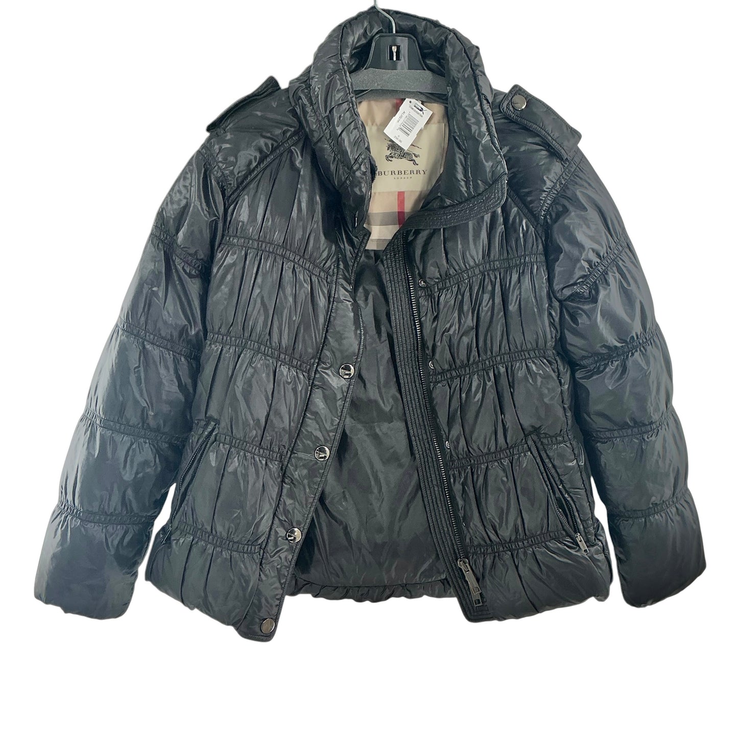 Burberry London Black Ruched Puffer Jacket