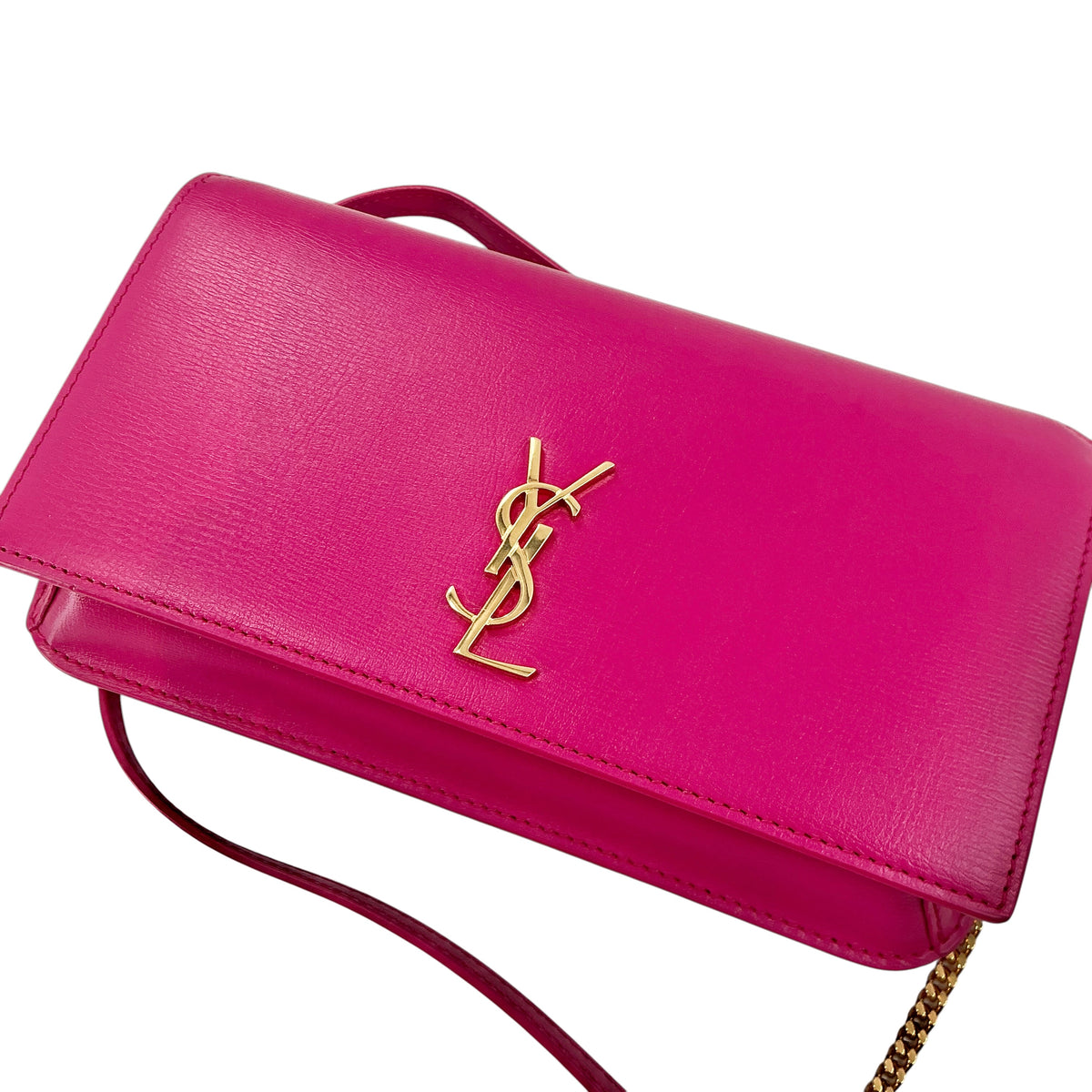 YSL Yves Saint Laurent Small Monogram Chain Wallet Bag – Pink/Fuchsia