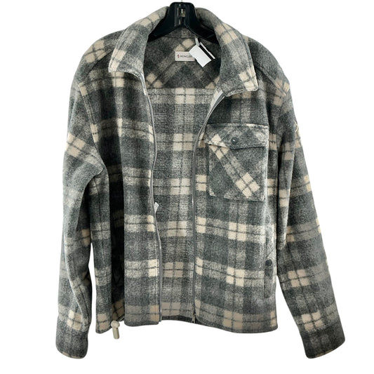 Moncler Grey Tartan Plaid Full-Zip Wool-Blend Flannel Jacket