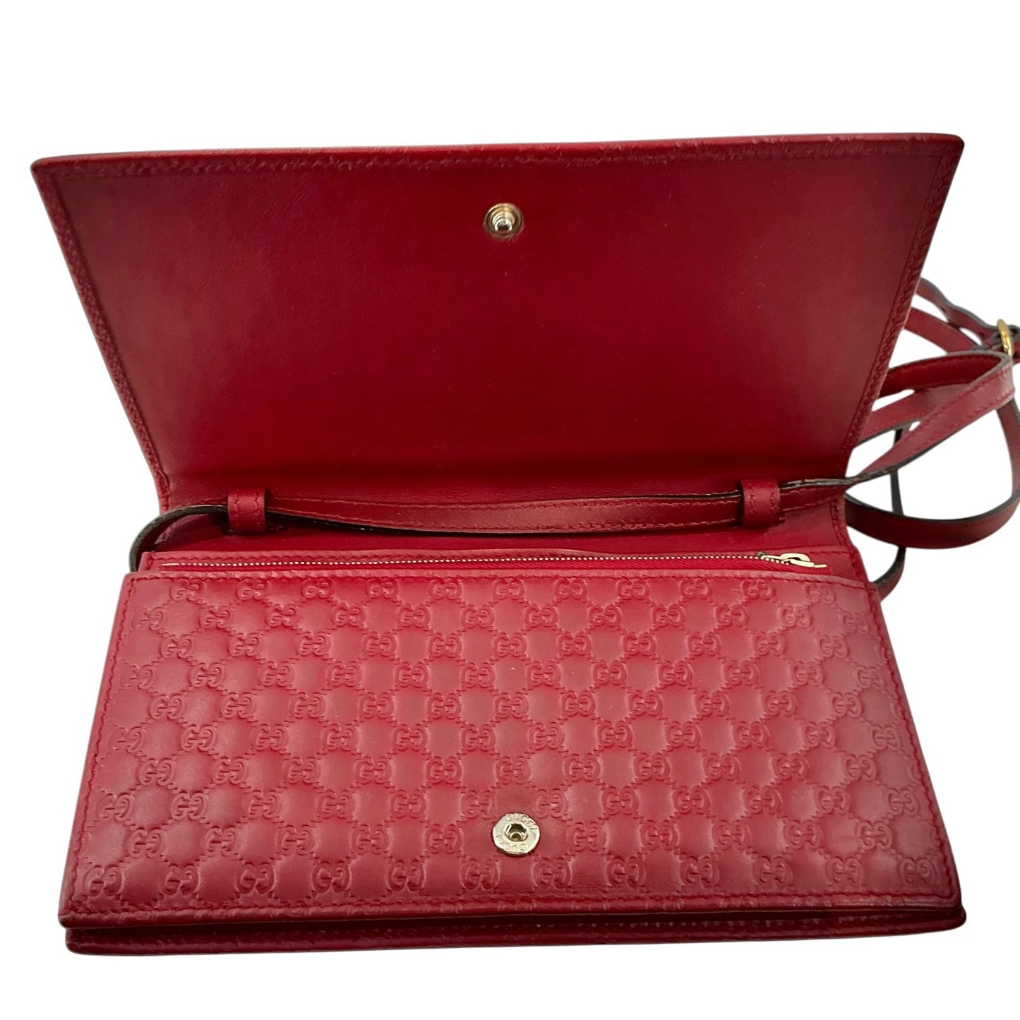 Gucci Red Microguccissima Leather Wallet on Strap