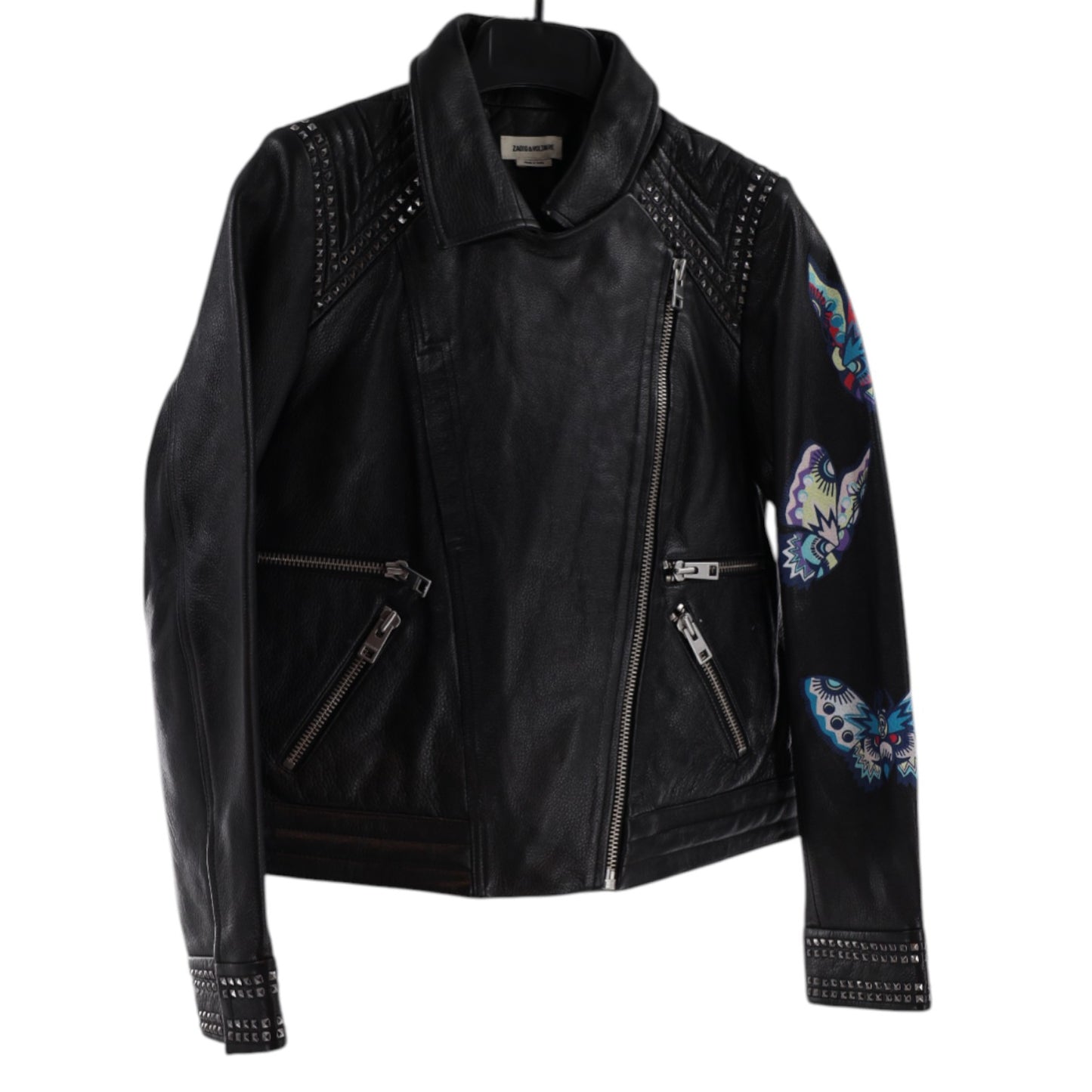 Zadig and Voltaire Studded and Painted Leather Jacket