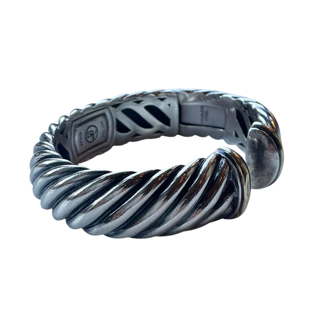 David Yurman Sterling Silver Waverly Cable Cuff Open Bangle Bracelet