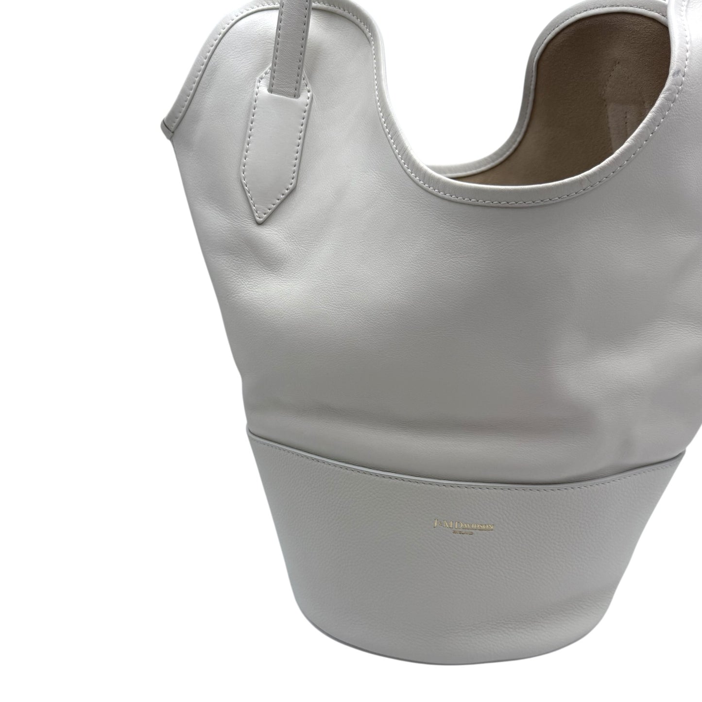 J&M Davidson Ecru Leather Bucket Bag