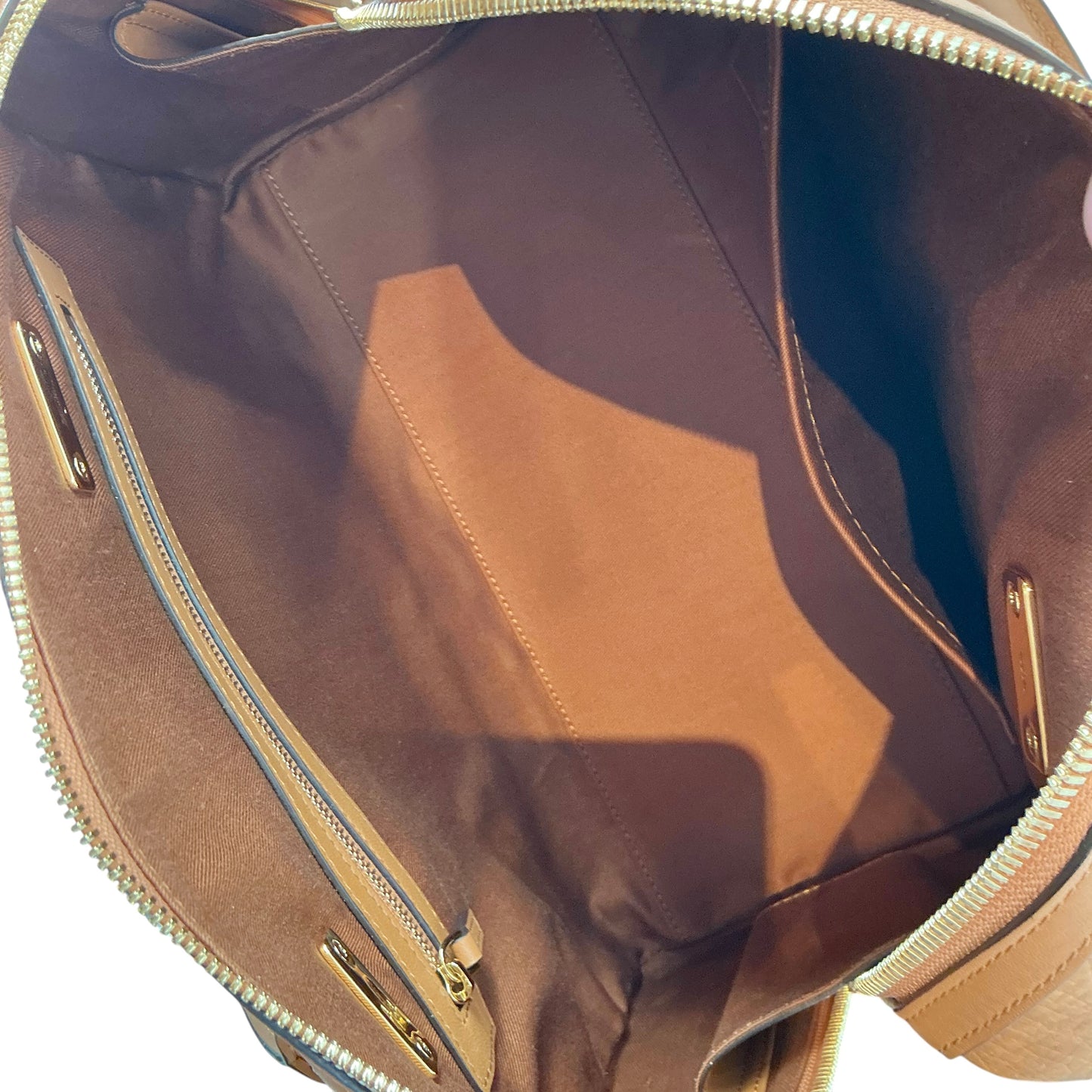MCM Maxi Visetos Medium Aren Boston Bag – Cognac