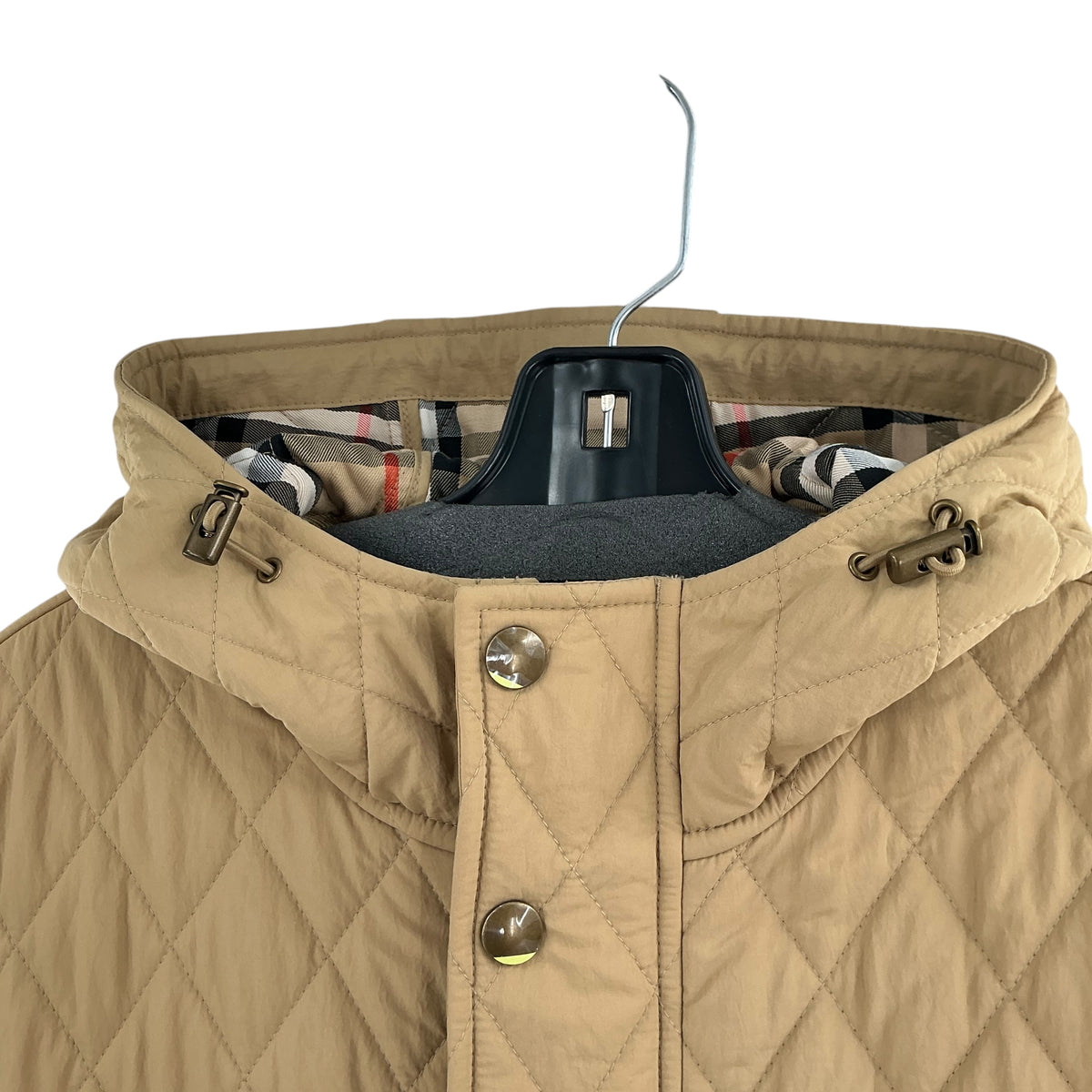 Burberry Flax Beige Diamond-Quilted Long Hooded Parka Coat