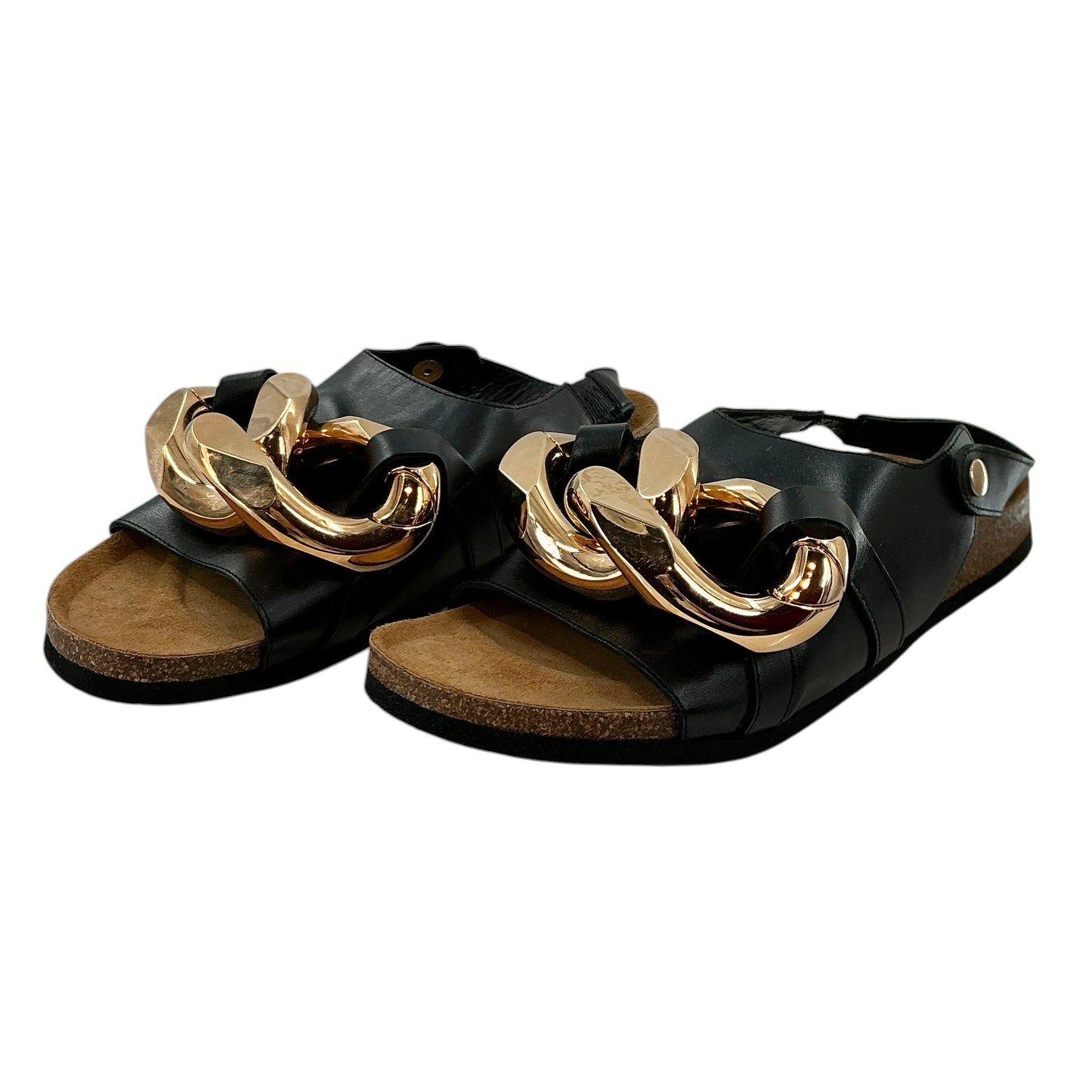 JW Anderson Black Leather Chain Link Sandals