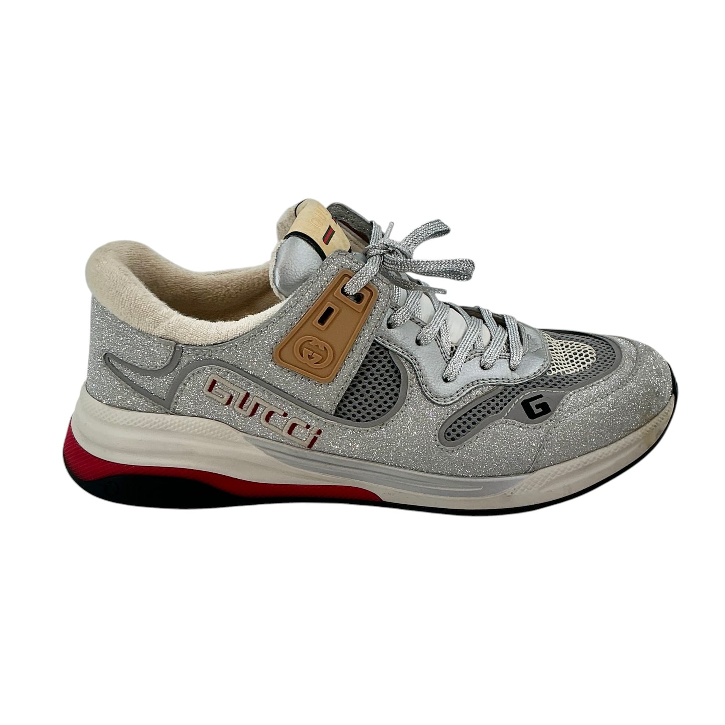 Gucci Ultrapace Glitter Sneakers Metallic Silver
