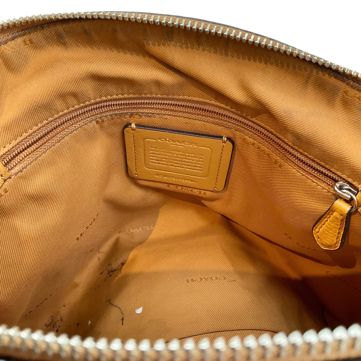 COACH Chain Prairie Satchel in Mustard / Saddle Yellow Pebbled Leather (Style 59501)