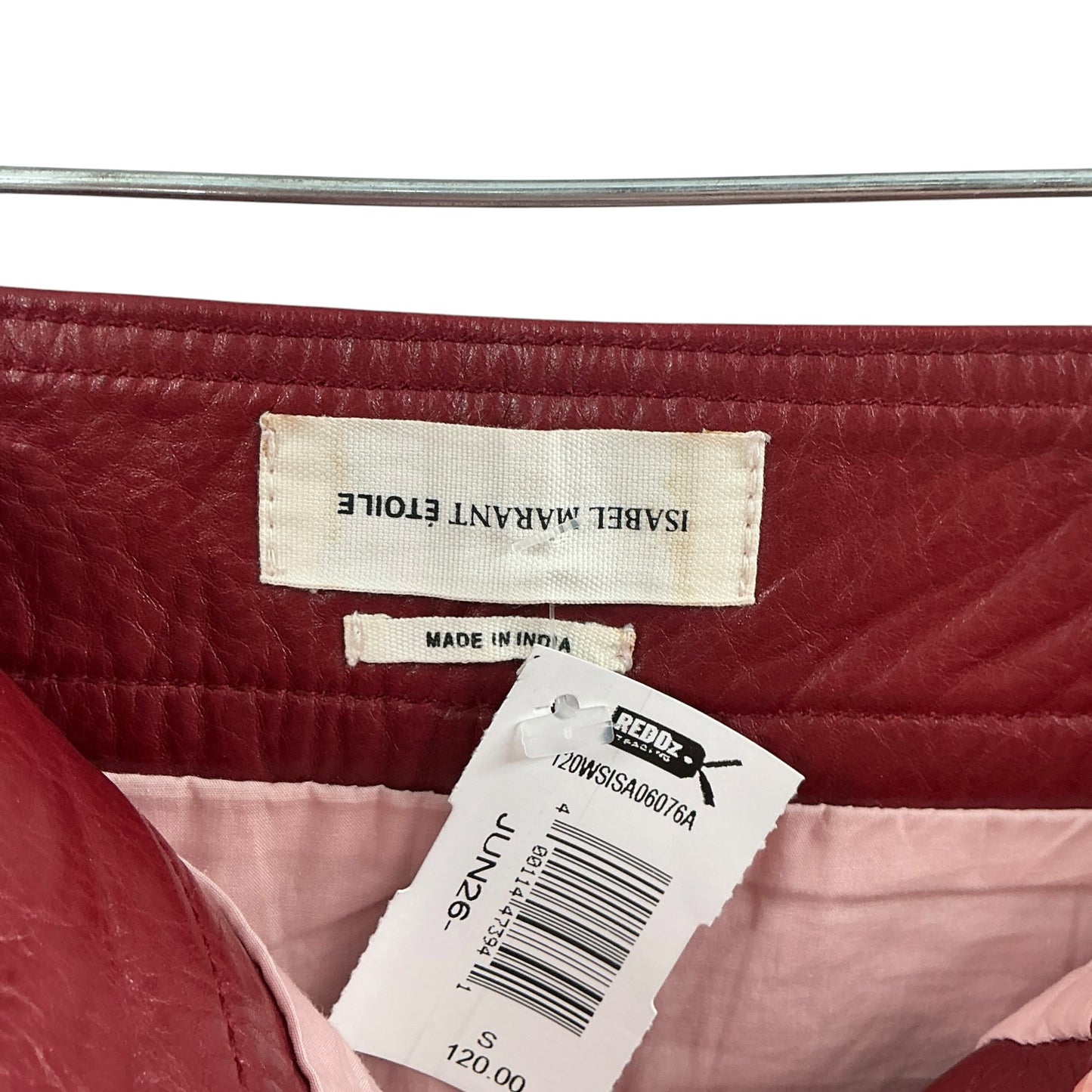 Isabel Marant Burgundy Leather Mini Skirt
