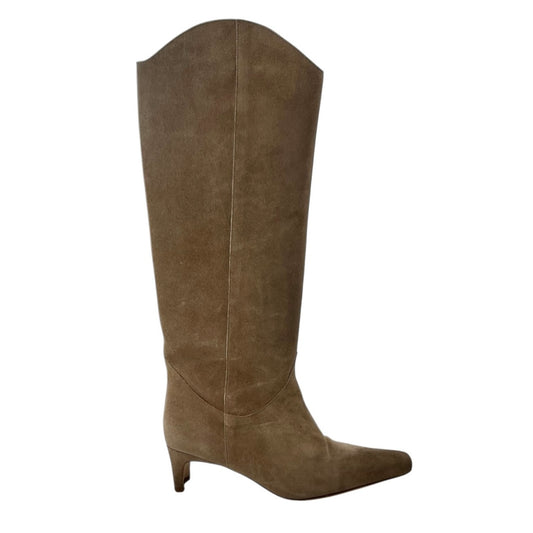 STAUD Wally Suede Knee-High Boots in Dune / Tan