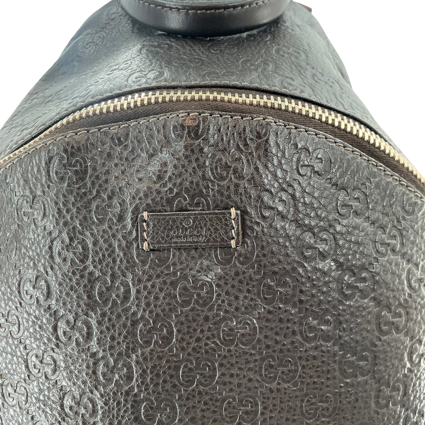 Gucci Black Guccissima Monogram Embossed Leather Day Backpack