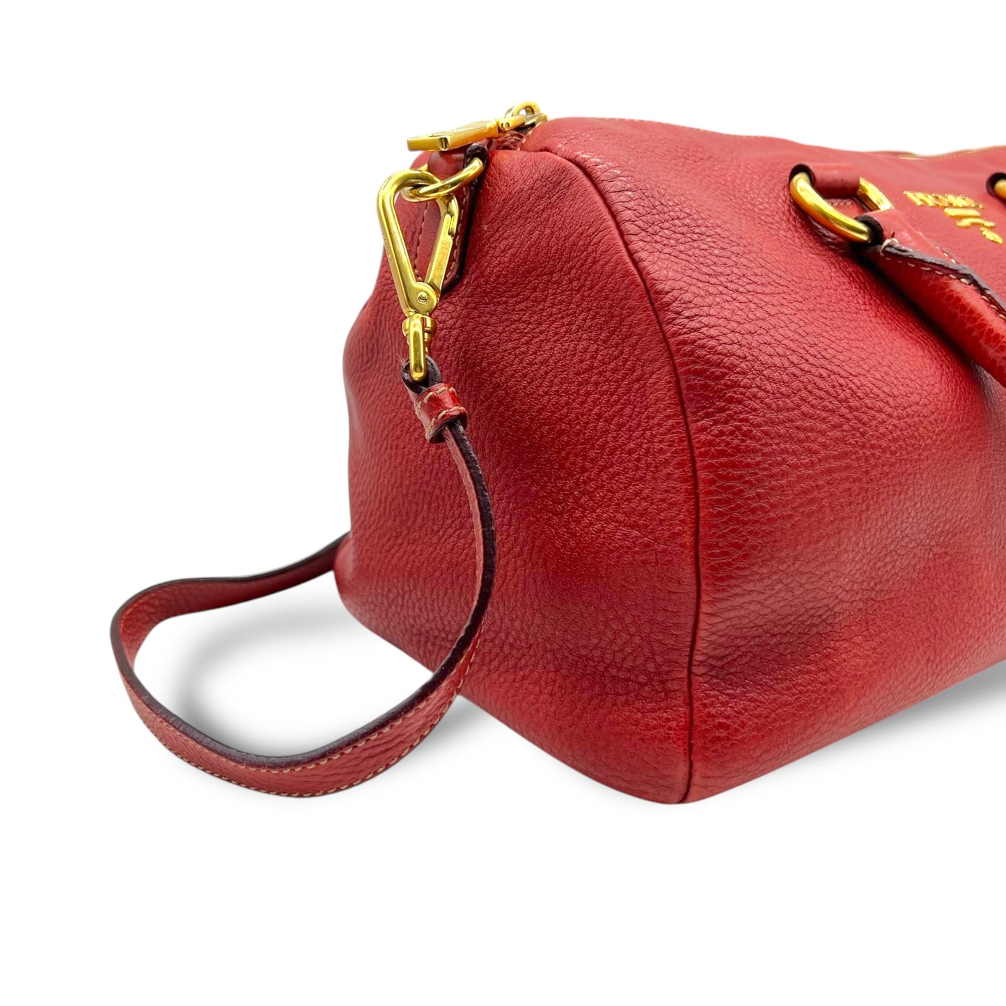 Prada Vitello Daino Top Handle Shoulder Bag Rosso