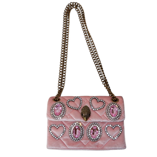 Kurt Geiger Pastel Pink Gem Velvet The Kensington Bag