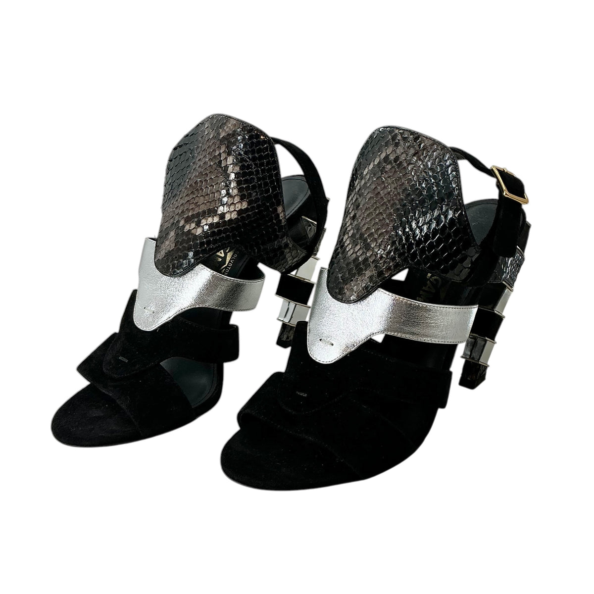 Salvatore Ferragamo "Laos" Suede & Python Strappy Sandals