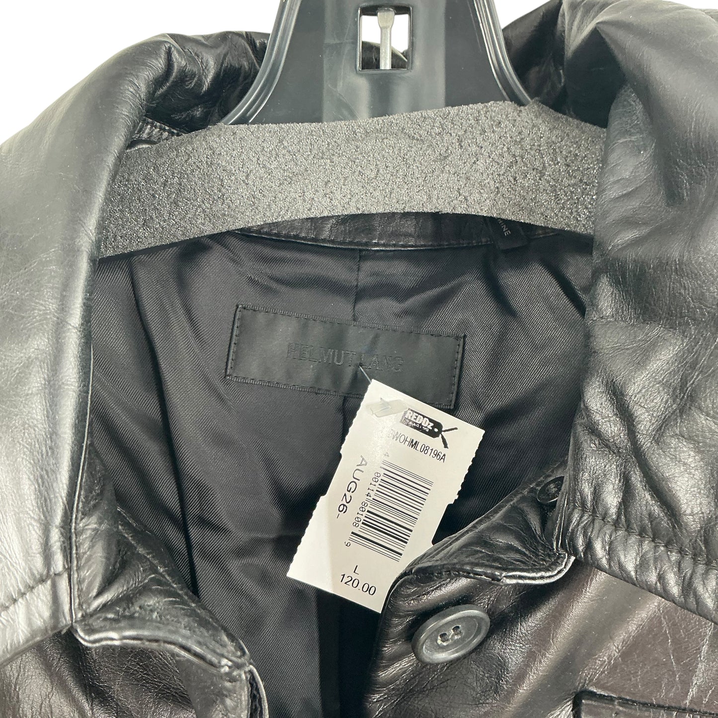 Helmut Lang Black Cropped Belted Leather Utility Jacket