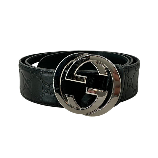 Gucci Men's Black Signature Leather Interlocking G Buckle Belt