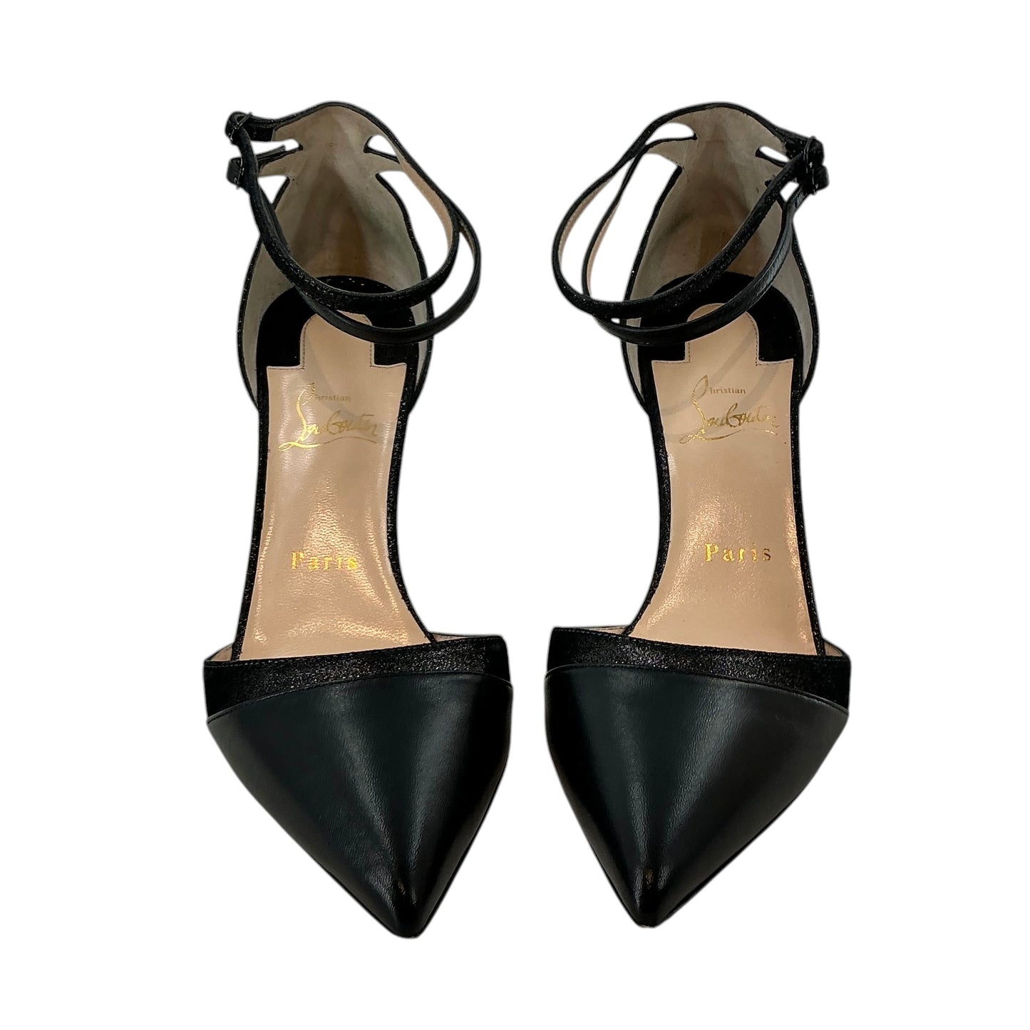 Christian Louboutin Uptown Double Black Leather Pointed Toe Pumps