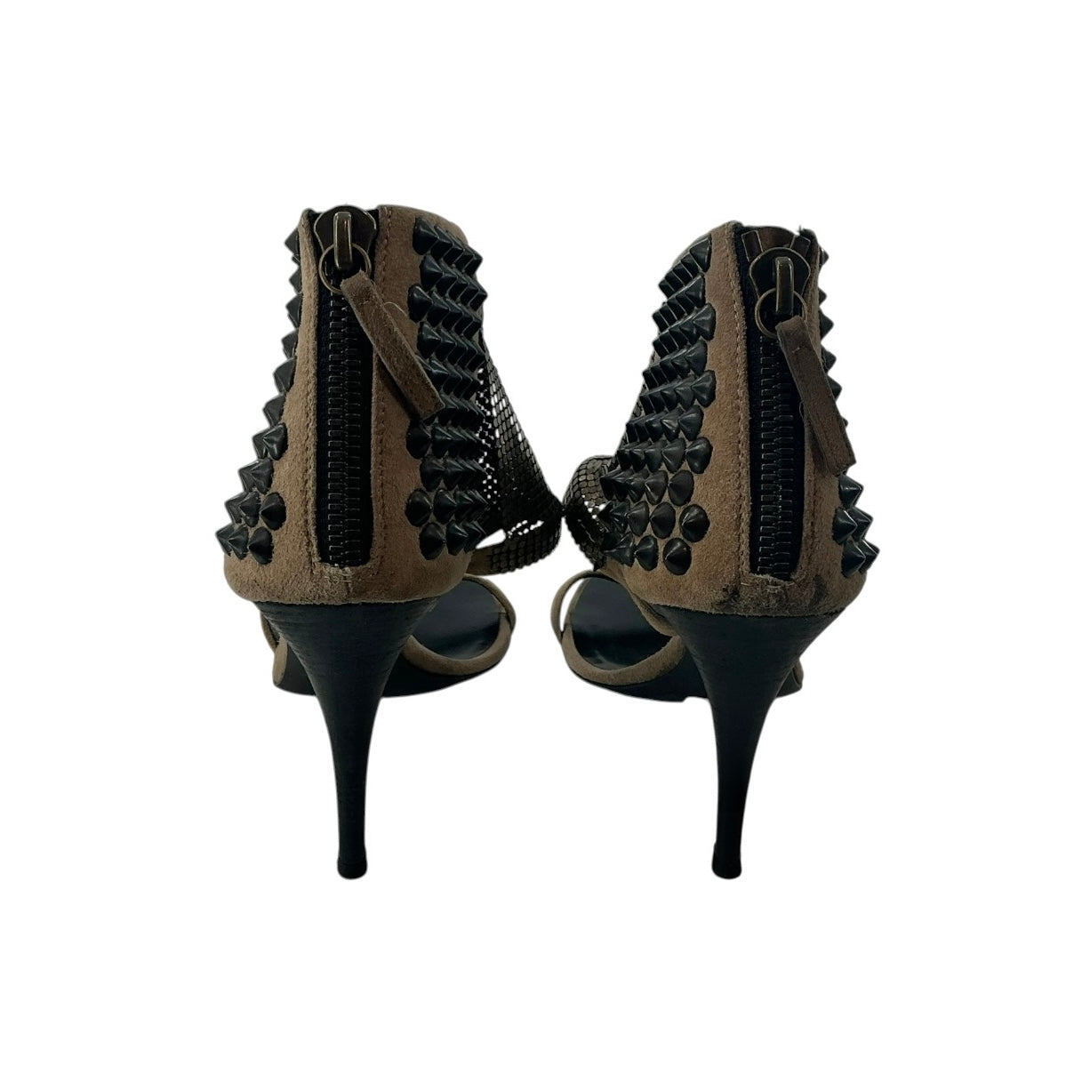 Giuseppe Zanotti x Balmain Suede Studded Metal Mesh Heels