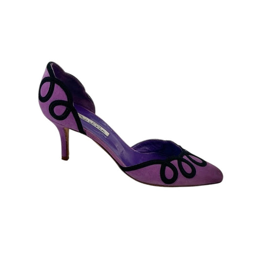 Oscar de la Renta Purple Berdita Suede Evening Heels