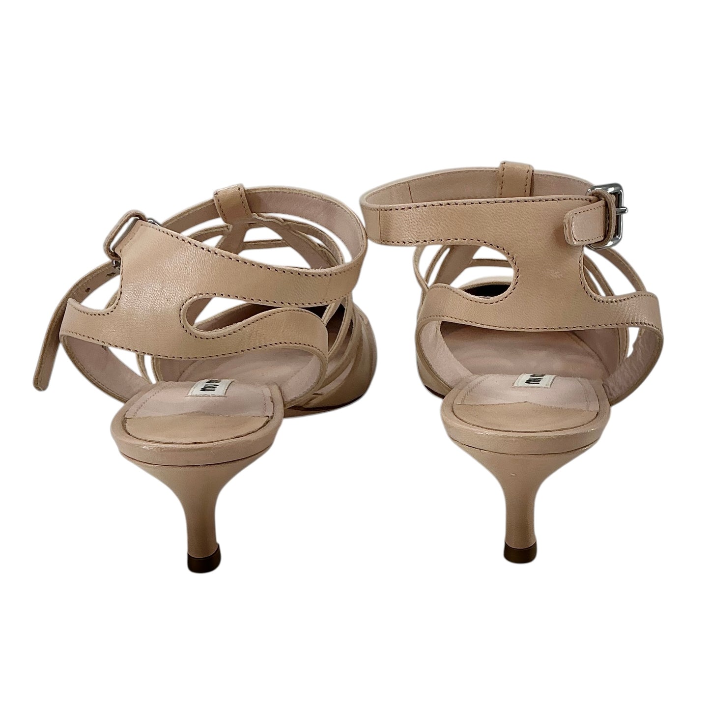 Miu Miu Nude Leather Crossover Strappy Pumps