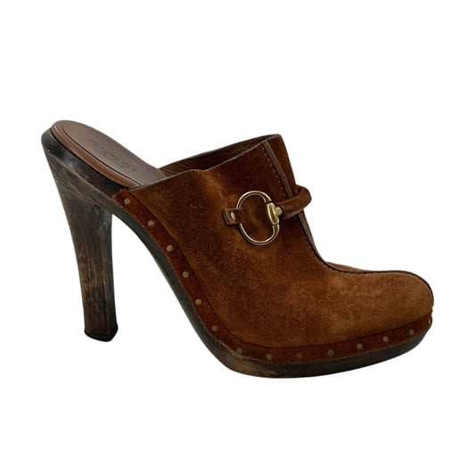 Gucci Horsebit Suede Platform Clog Mules