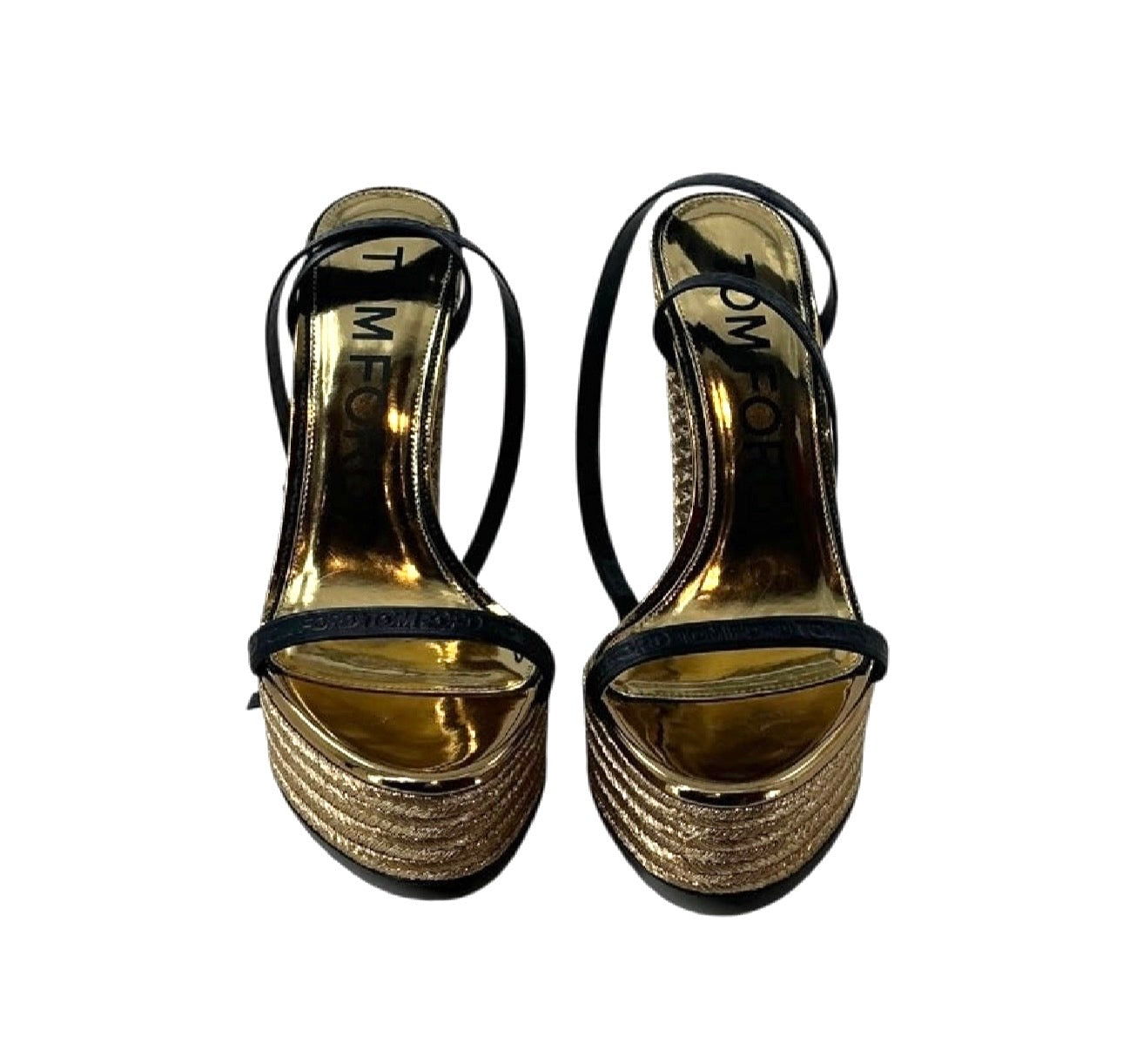 Tom Ford Metallic Rope Ankle-Strap Platform Heels