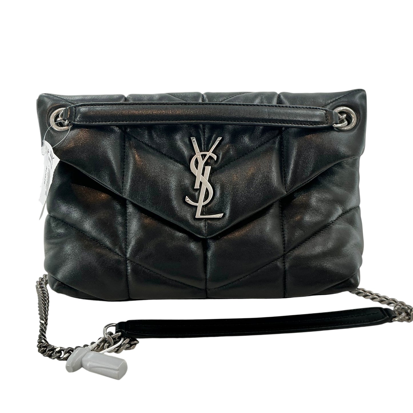 Saint Laurent Black Lambskin Quilted Loulou Puffer Chain Shoulder Bag