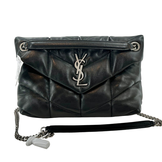 Saint Laurent Black Lambskin Quilted Loulou Puffer Chain Shoulder Bag