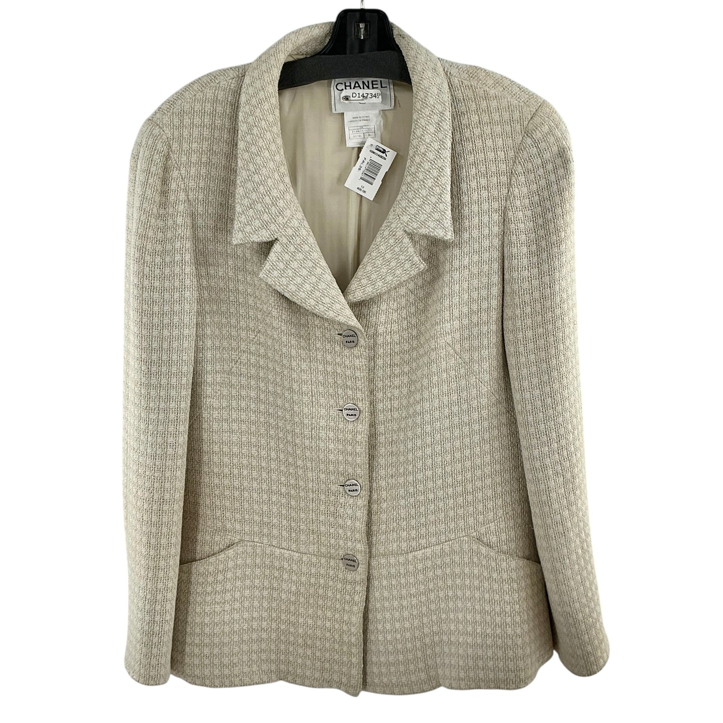 Vintage Chanel Cruise 2000 Beige Tweed Blazer Jacket