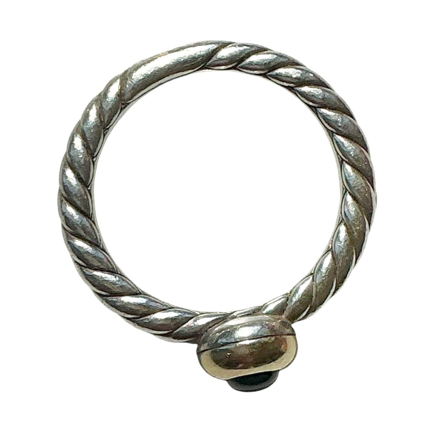 David Yurman Petite Cable Ring in Sterling Silver with 14K Gold and Black Onyx