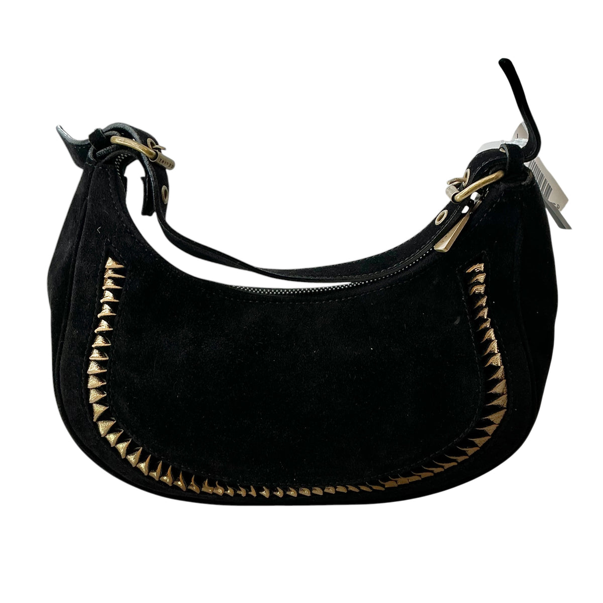 Celine Black Suede Studded Crescent Ava Shoulder Bag