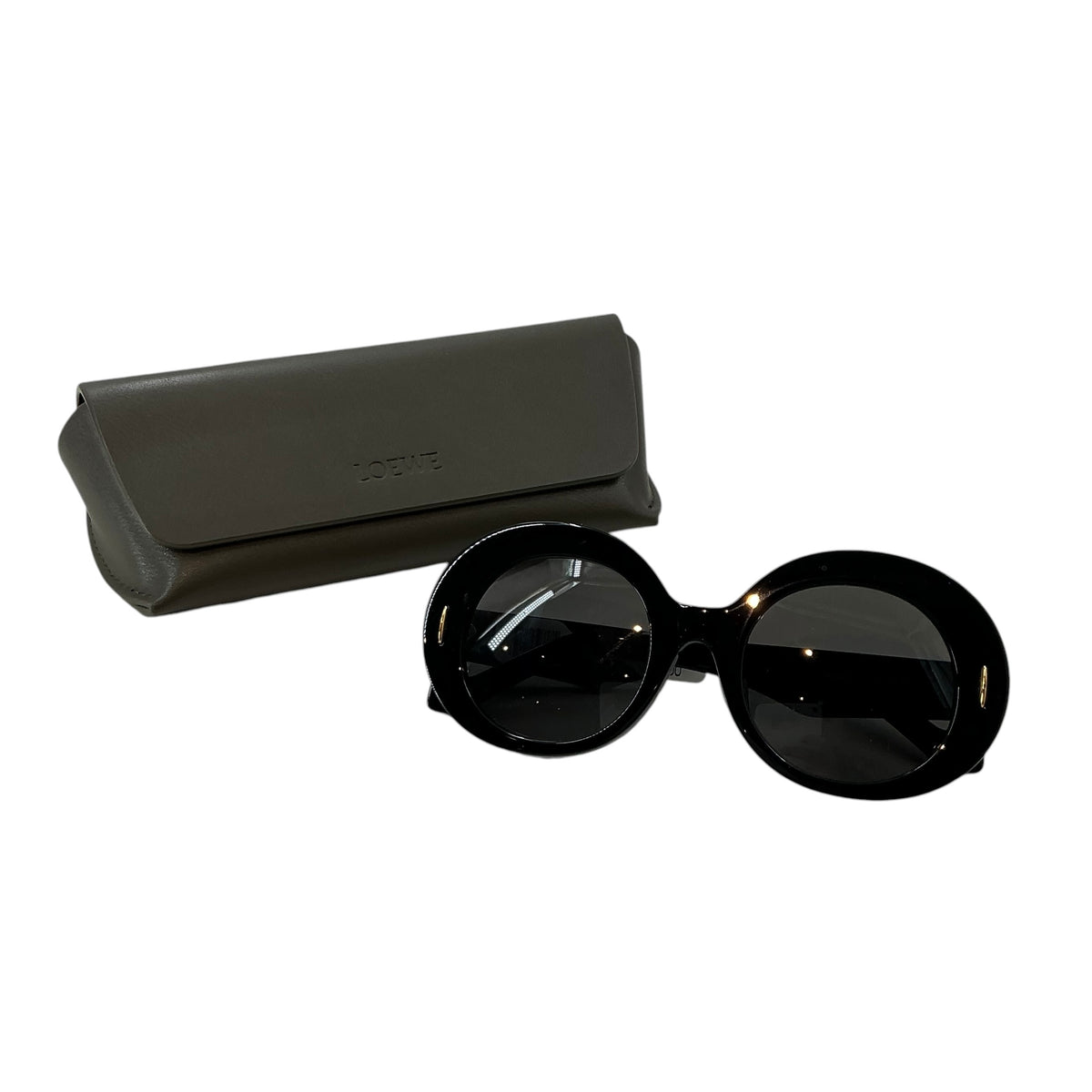 LOEWE Anagram Round Oversized Acetate Sunglasses in Black
