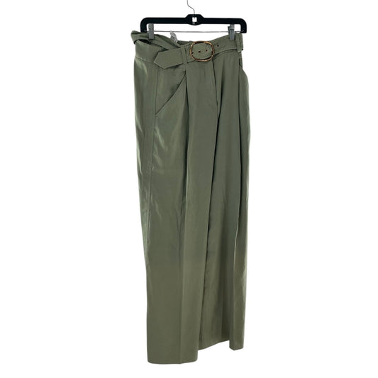 Veronica Beard Rimini Belted Wide-Leg Pants in Washed Sage Green