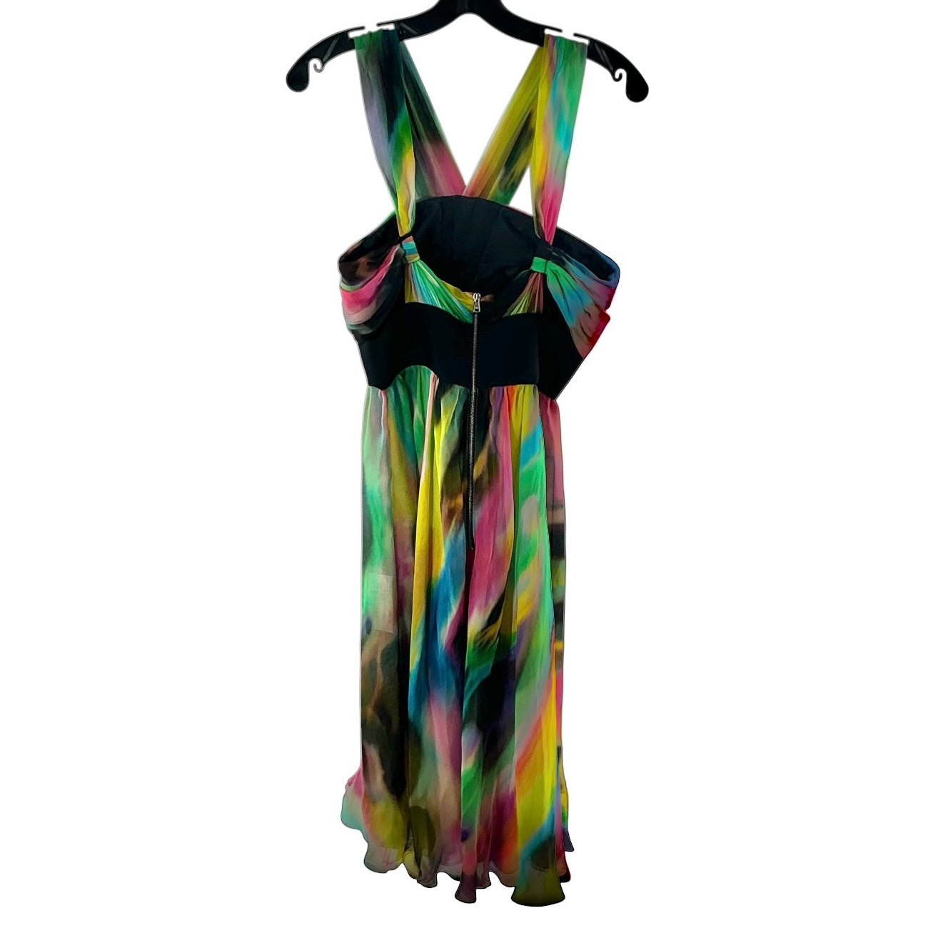 Dolce & Gabbana Rainbow Tie-Dye Silk Chiffon Mini Dress