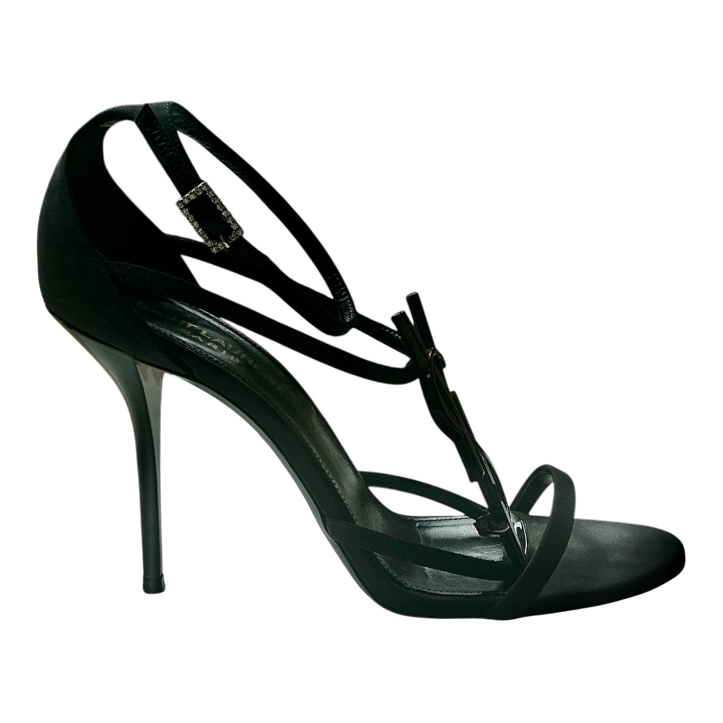 Saint Laurent Cassandra Patent Leather Logo Sandals
