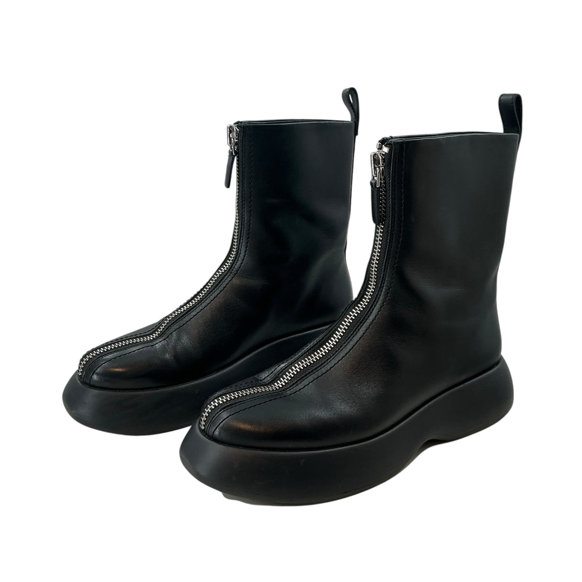 3.1 Phillip Lim Black Leather Mercer Zip Combat Boots