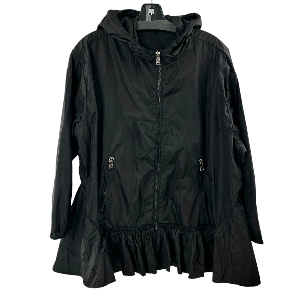 Moncler Sarcelle Black Peplum Ruffle Jacket Windbreaker