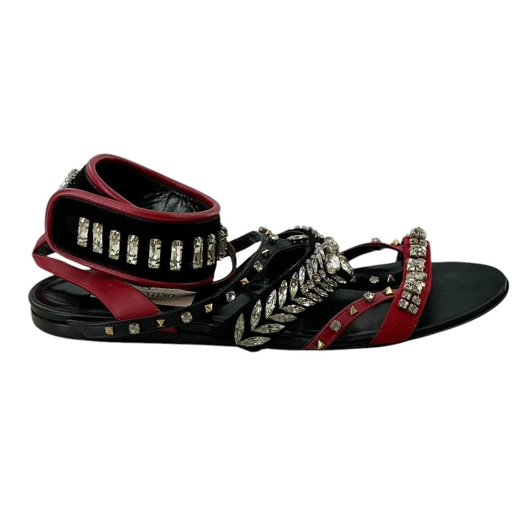 Valentino Garavani Rockstud Crystal Embellished Flat Sandals