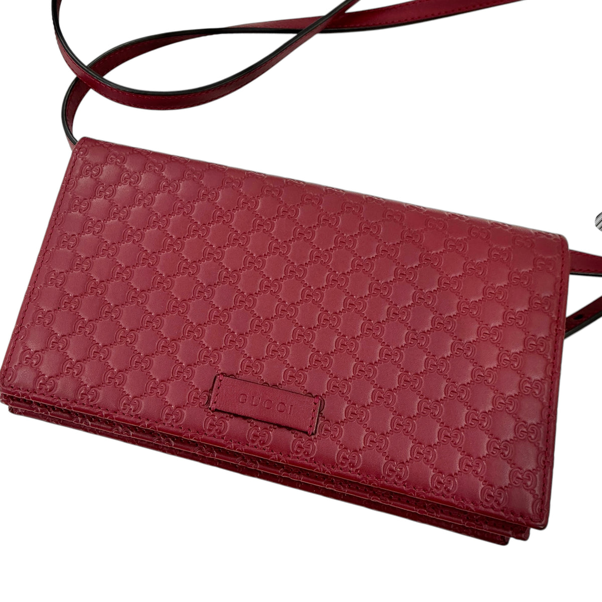 Gucci Microguccissima Crossbody Wallet on Chain - Red Leather