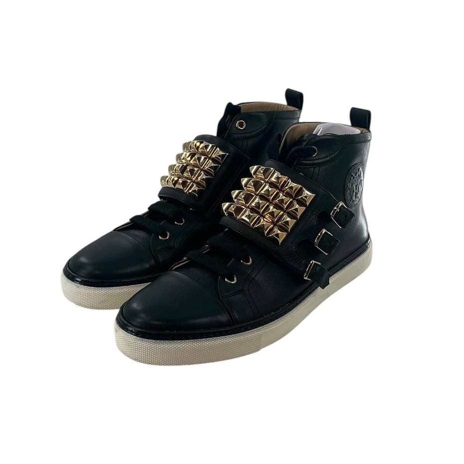Hermès Lennox Studded Black Leather High Top Sneakers