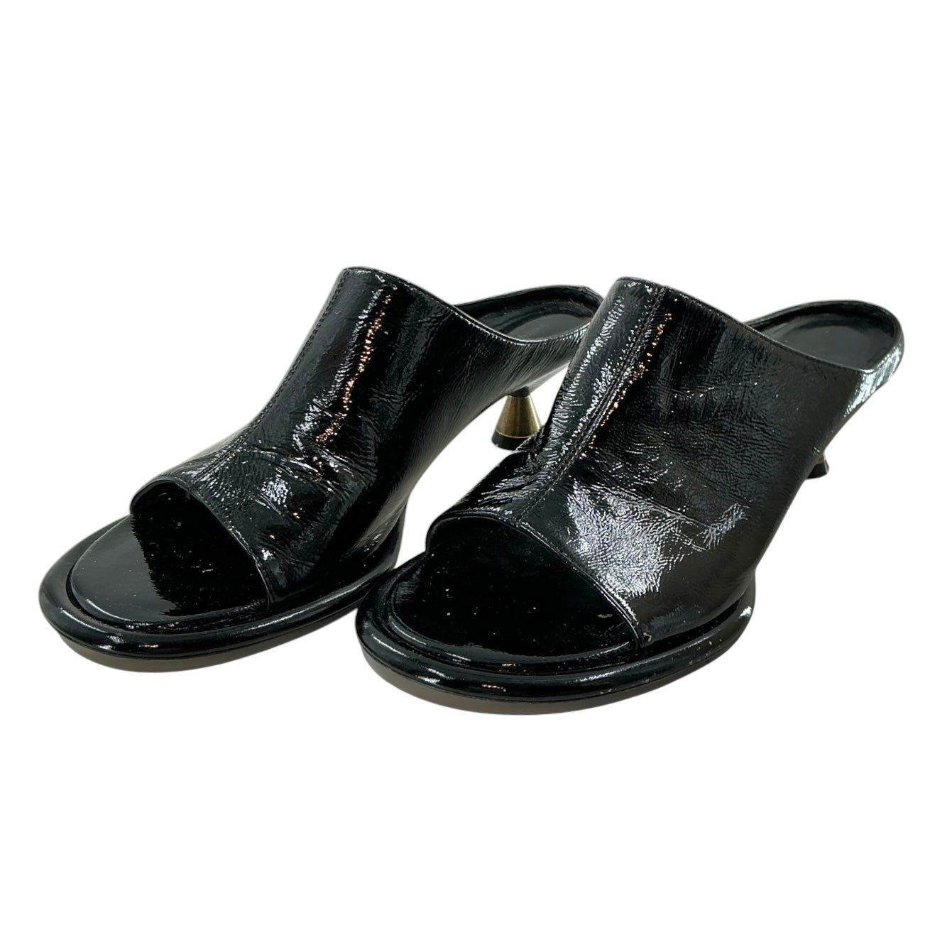 Khaite Watts Black Patent Leather Mule Sandal