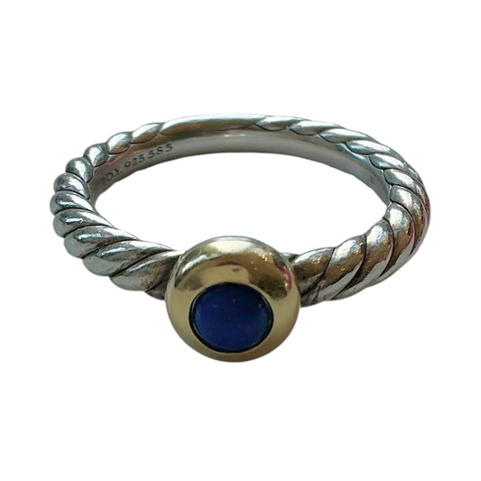 David Yurman Petite Cable Lapis Lazuli Ring in Sterling Silver & 14K Gold