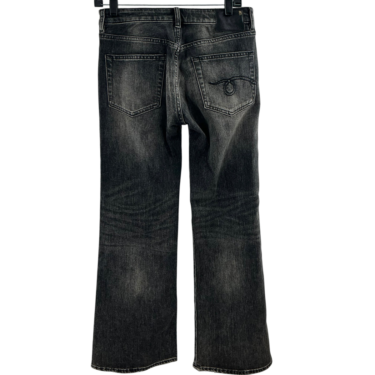 R13 Distressed Joan Cropped Flare Jeans Washed Charcoal Grey