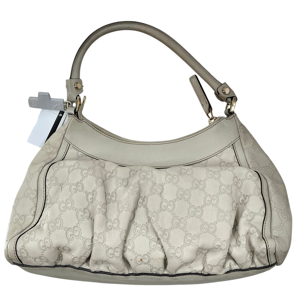 Gucci Off-White Guccissima Leather Medium Abbey D-Ring Hobo Bag