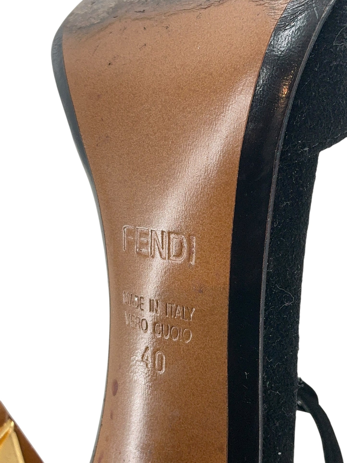 Fendi Studded Heel T-Strap Sandals